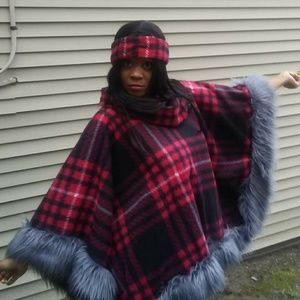 RED N GREY HAT&COAT SET